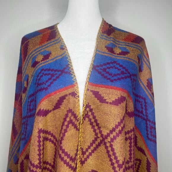 Eddie Bauer Multicolor Aztec Southwestern Vesper Blanket Shawl Wrap Blanket OS - Picture 3 of 7